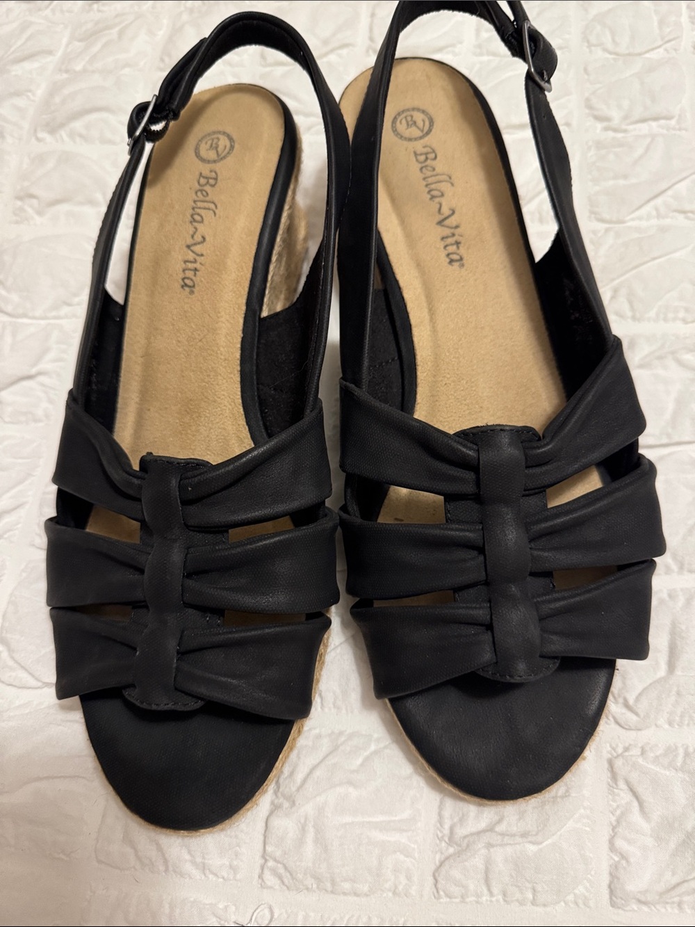 Bella Vita Black Knotted Slingback Sandals